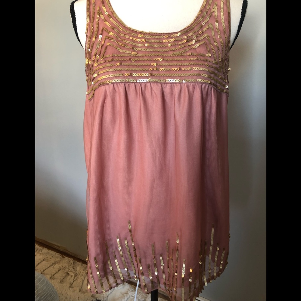 🏝5/$25 Ann Taylor LOFT sequins tank blouse Large